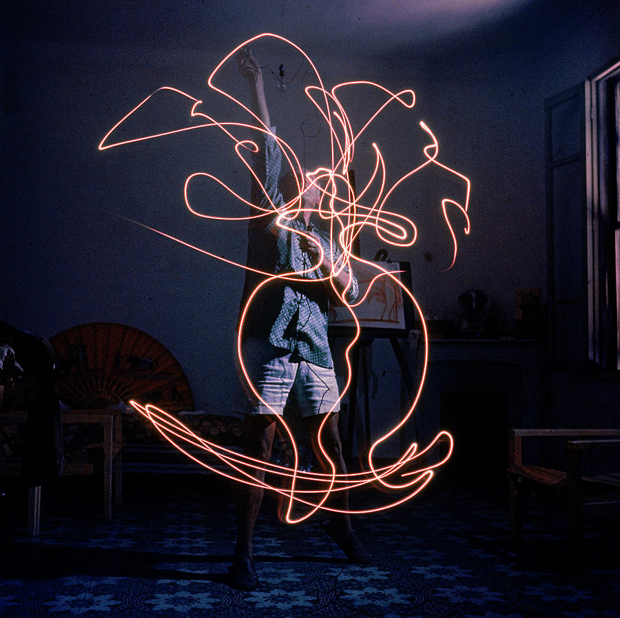 Artist Pablo Picasso Drawing An Image Photograph by Gjon Mili Artist Pablo Picasso Drawing An Image Photograph by Gjon Mili