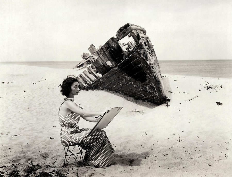 Artist Sketching A Wreck Photograph by Underwood Archives