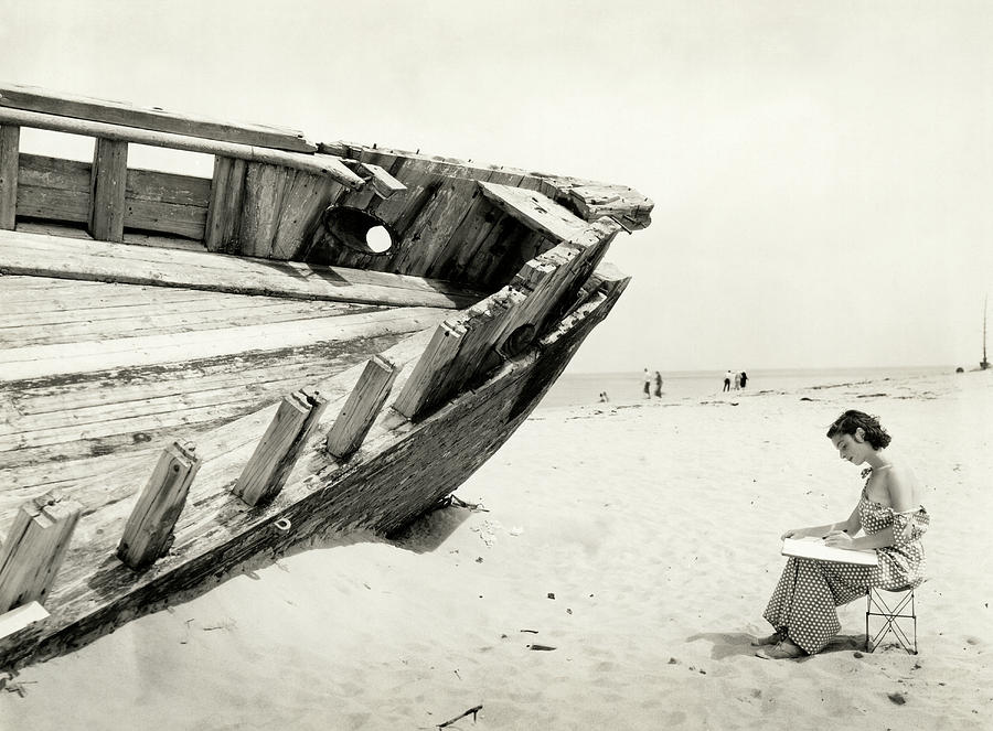 Artist Sketching At Cape Cod Photograph by Underwood Archives
