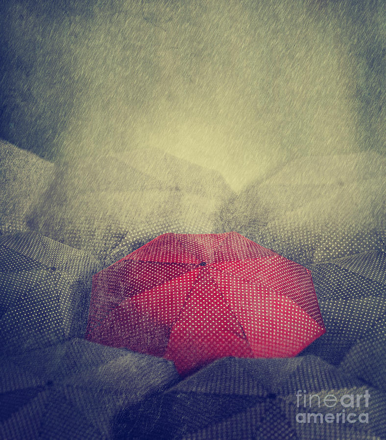 Love Photograph - Artistic Image Of Red Umbrella Standing by Hitdelight Love Photograph - Artistic Image Of Red Umbrella Standing by Hitdelight