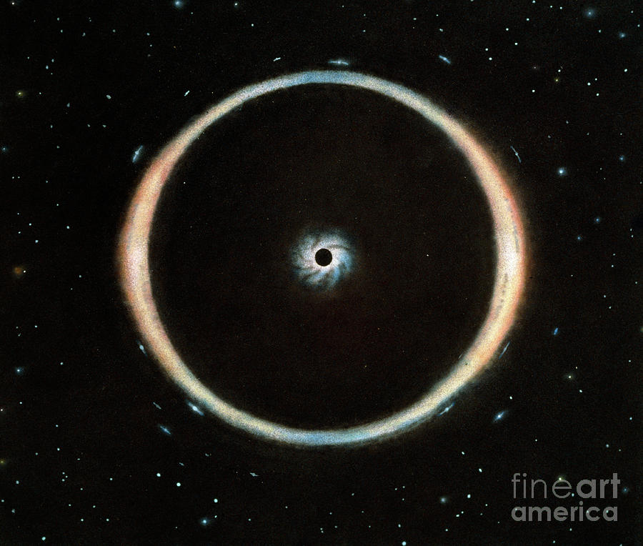 Artwork Of Einstein Ring Due To Black Hole Lensing Photograph by Jon Lomberg/science Photo Library