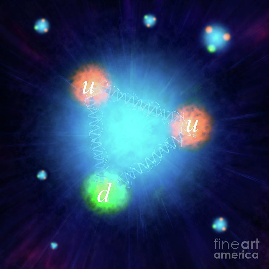 Artwork Of The Structure Of A Proton Photograph by Mark Garlick/science Photo Library