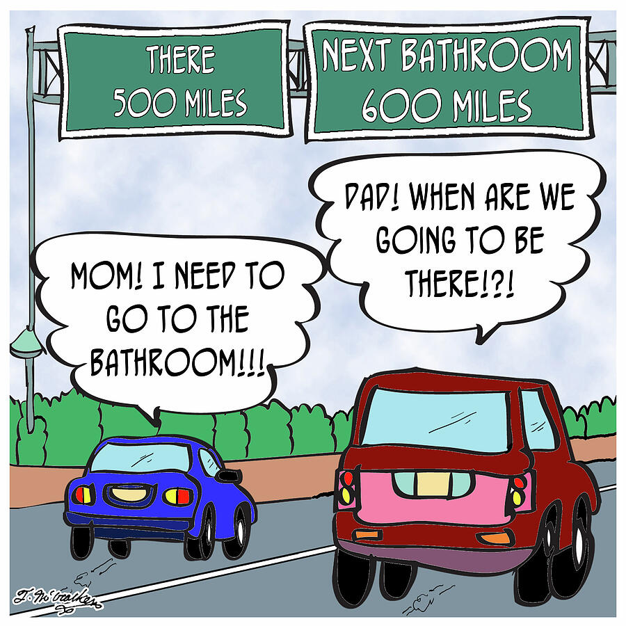 As Kids In The Car Scream, dad When Are We Going To Drawing by Theresa Mccracken As Kids In The Car Scream, dad When Are We Going To Drawing by Theresa Mccracken