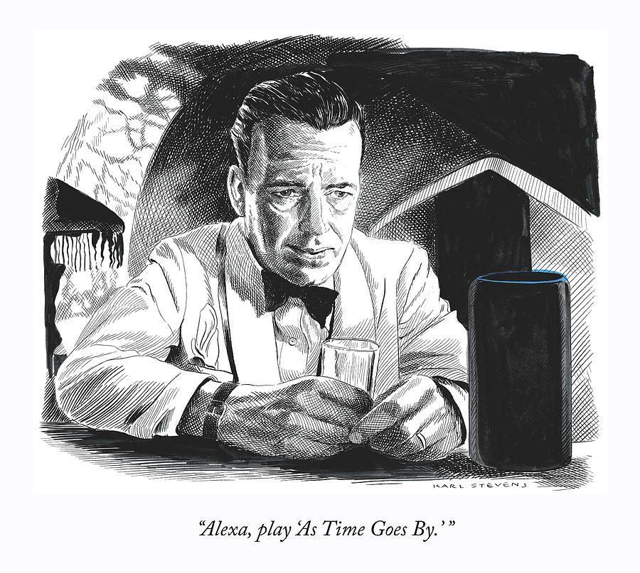 Casablanca Movie Drawing - As Time Goes By by Karl Stevens
