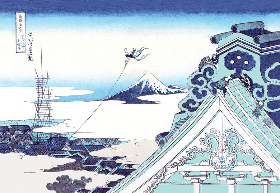 Asakusa Hongan-ji temple in the Eastern capital Painting by Hokusai
