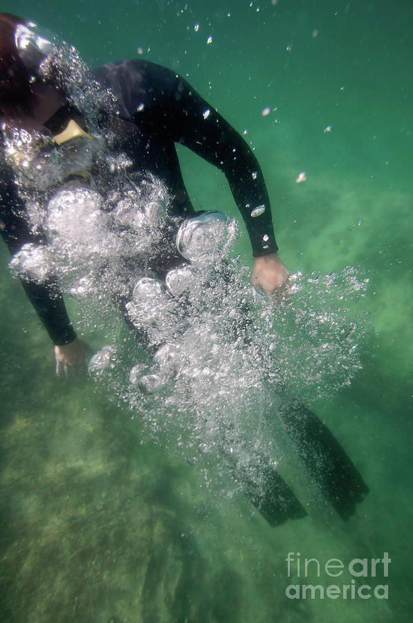 Ascending Free Diver by Microgen Images/science Photo Library