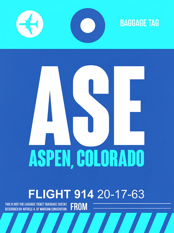 Vintage Digital Art - ASE Aspen Luggage Tag II by Naxart Studio