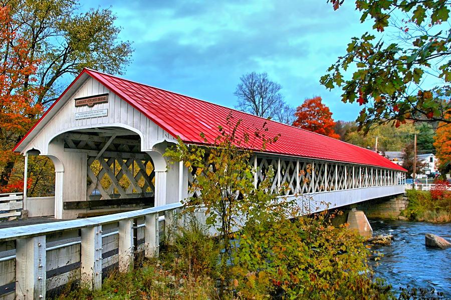 Fall Photograph - Ashuelot Covered Bridge by DJ Florek