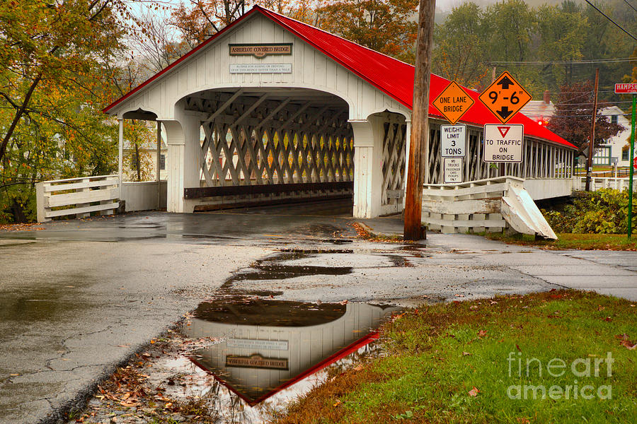 Ashuelot Covered Bridge Reflections Photograph by Adam Jewell