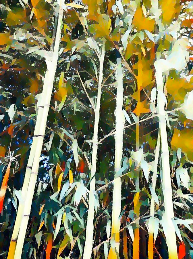 Asian Bamboo forest Painting by Jeelan Clark