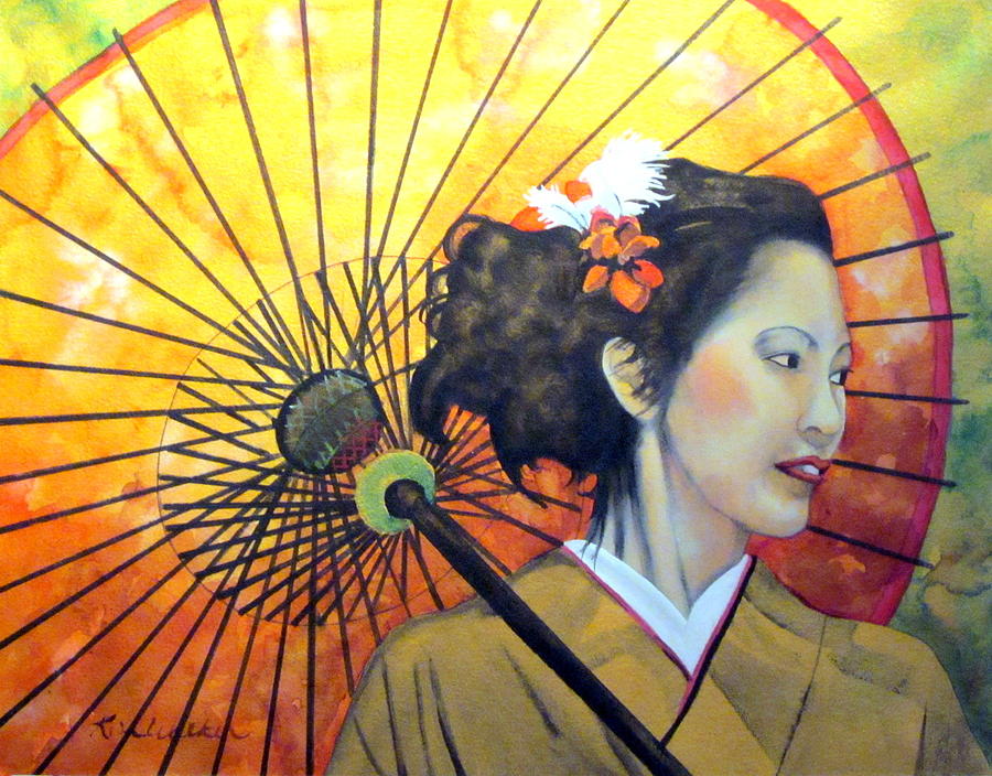 Asian Beauty Watercolor Painting by Kimberly Walker