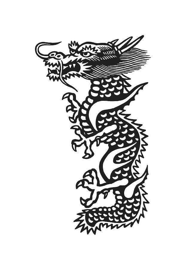 Asian Dragon Drawing By Csa Images - Fine Art America