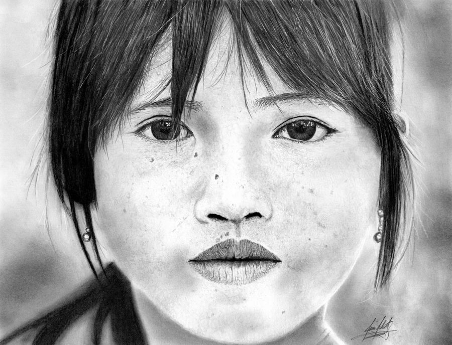 Asian Girl Drawing by James Schultz