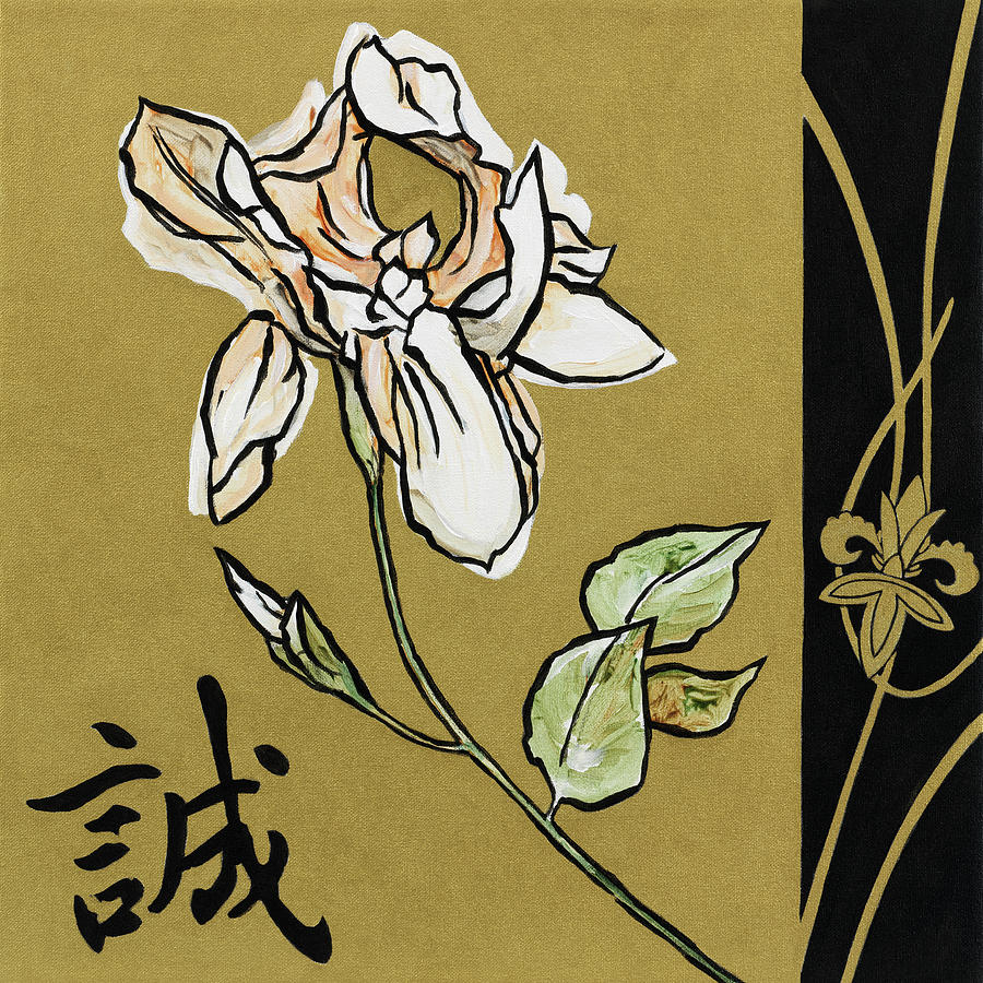 Oriental Flower Painting - Asian Iris by John Zaccheo