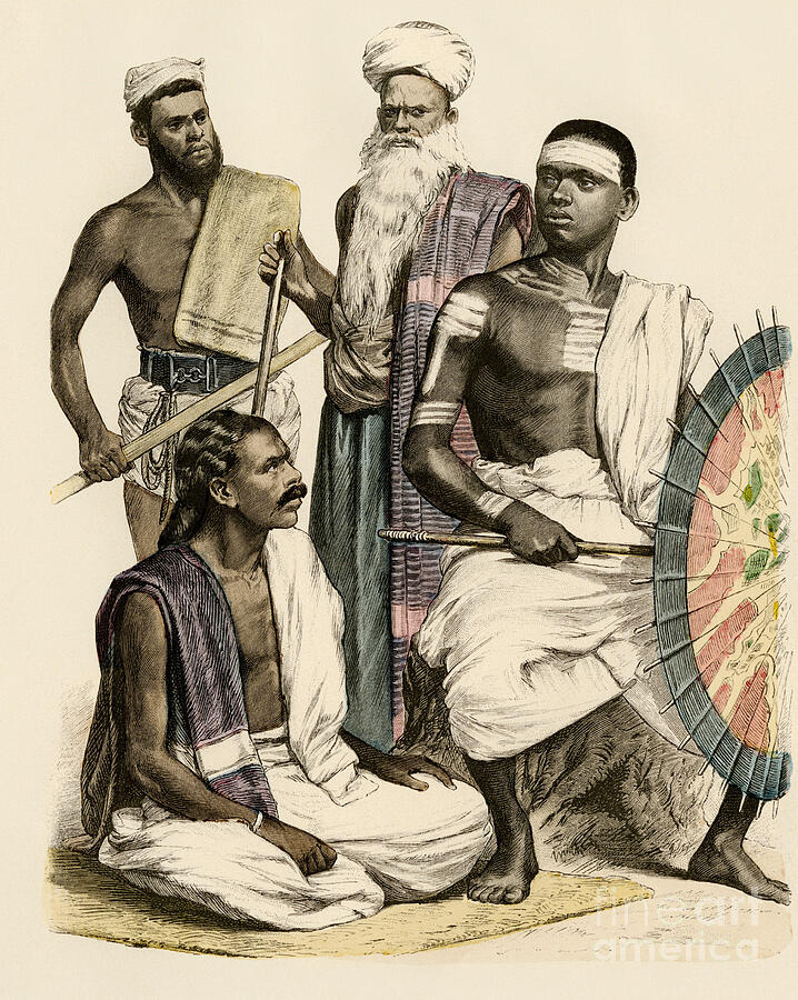 Asian Population And Culture Muslim Of India, 19th Century Colouring ...