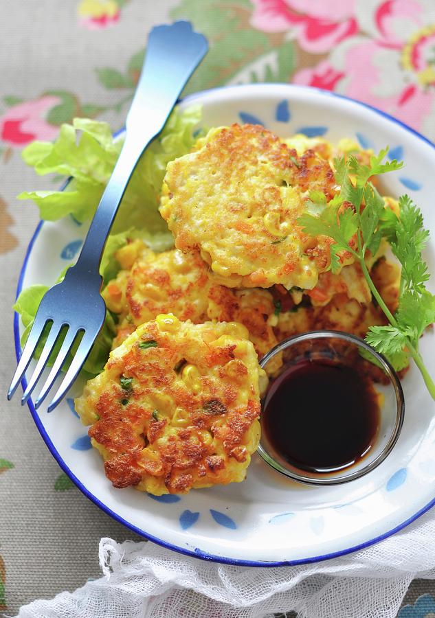 Fall Photograph - Asian-style Pumpkin, Sweetcorn And Tofu Fritters by Steve_ho