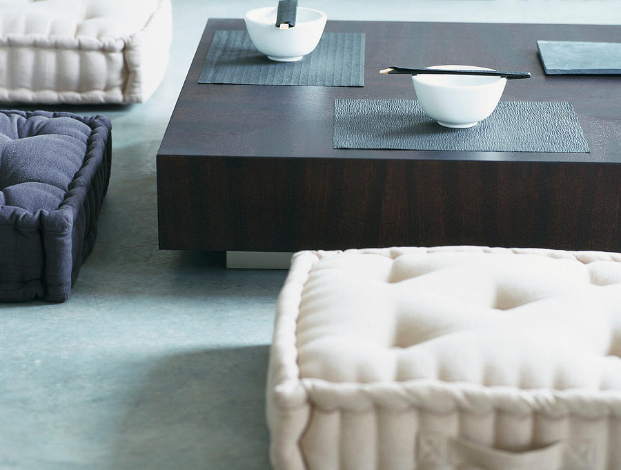 Asian-style Table And Floor Cushions Photograph by Luc Wauman