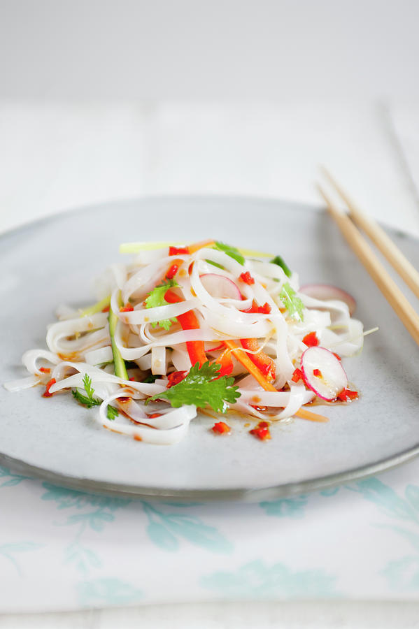 Asian Style Vegetable Noodles Photograph by William Reavell
