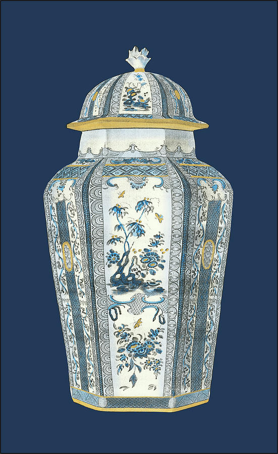 Asian Urn In Blue & White I Painting by Vision Studio