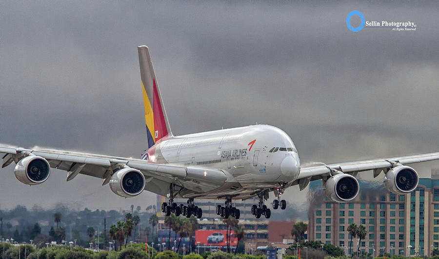 Asiana A380 on Final Photograph by Frank Sellin