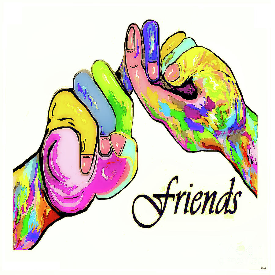 Sign Painting - ASL Friend Bright Colors by Eloise Schneider Mote