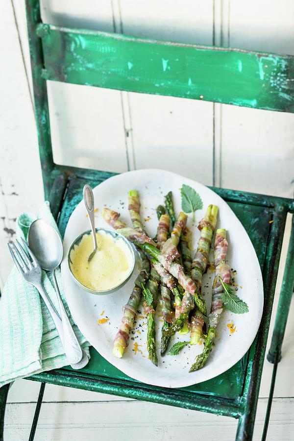 Asparagus Grissini With Orange And Mustard Sabayon Photograph by Jalag / Wolfgang Schardt