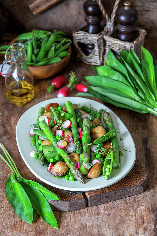 Asparagus Salad With Potatoes, Peas And Radishes Photograph by Irina Meliukh
