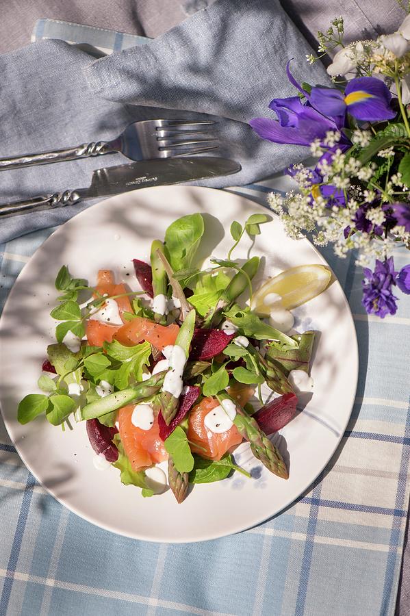 Asparagus Salad With Smoked Salmon Photograph by Winfried Heinze