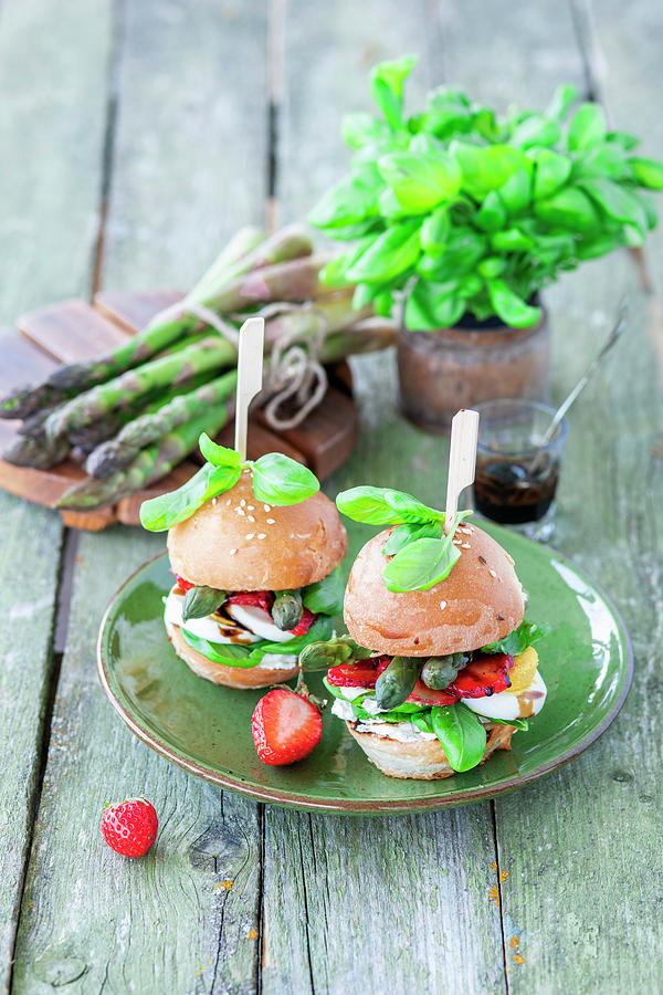 Asparagus Strawberry Sandwich With Egg And Balsamic Photograph by Irina Meliukh