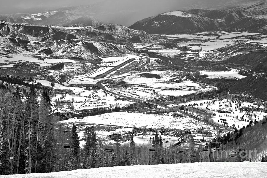 Aspen Airport In The Rockies Black And White Photograph by Adam Jewell