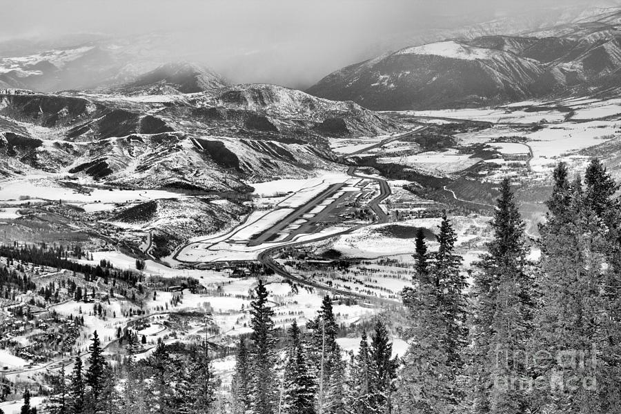 Aspen Airport Over The Pines Black And White Photograph by Adam Jewell