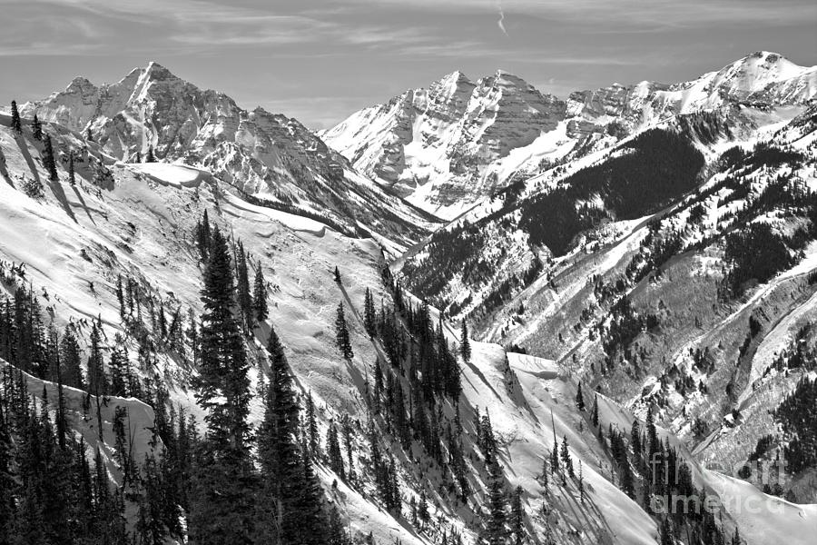 Aspen Highlands Maroon Bells Viewpoint Black And White Photograph by Adam Jewell