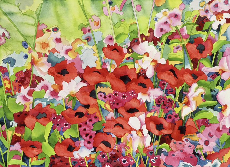 Aspen Poppies Painting by Mary Russel