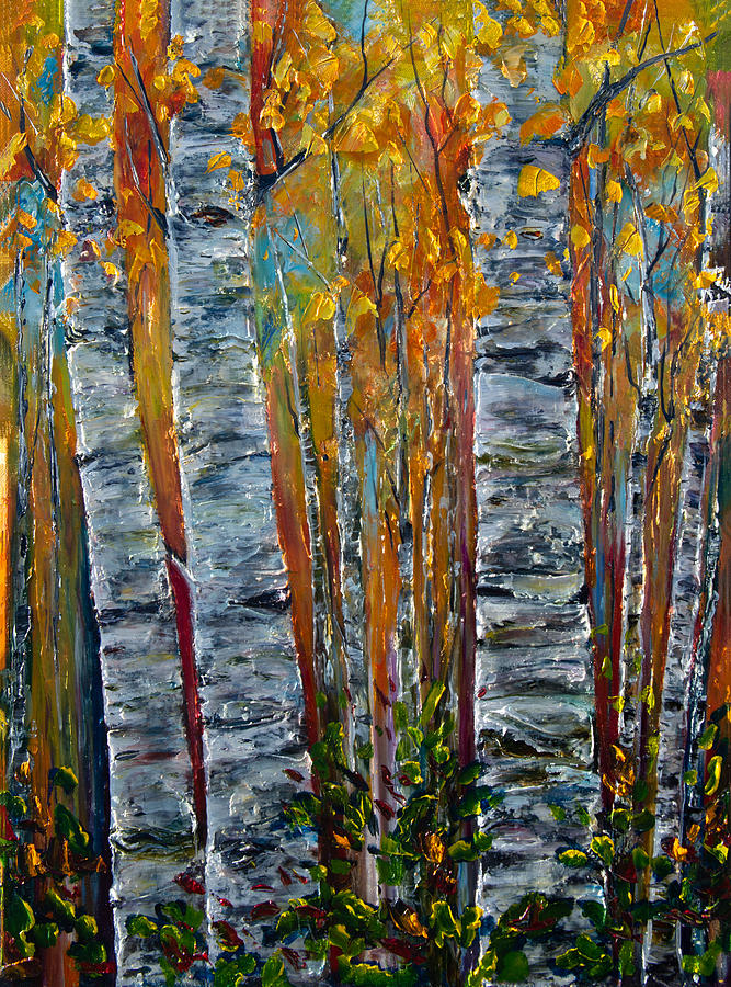 Aspen Trees by OLena Art Photograph by Lena Owens - OLena Art Vibrant Palette Knife and Graphic Design