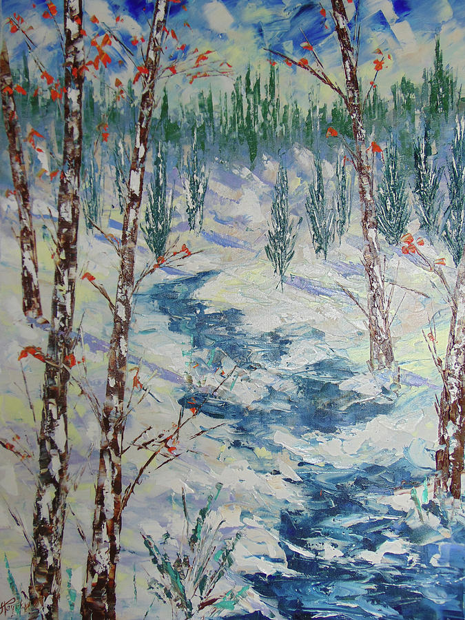 Aspen trees Colorado Painting by Frederic Payet
