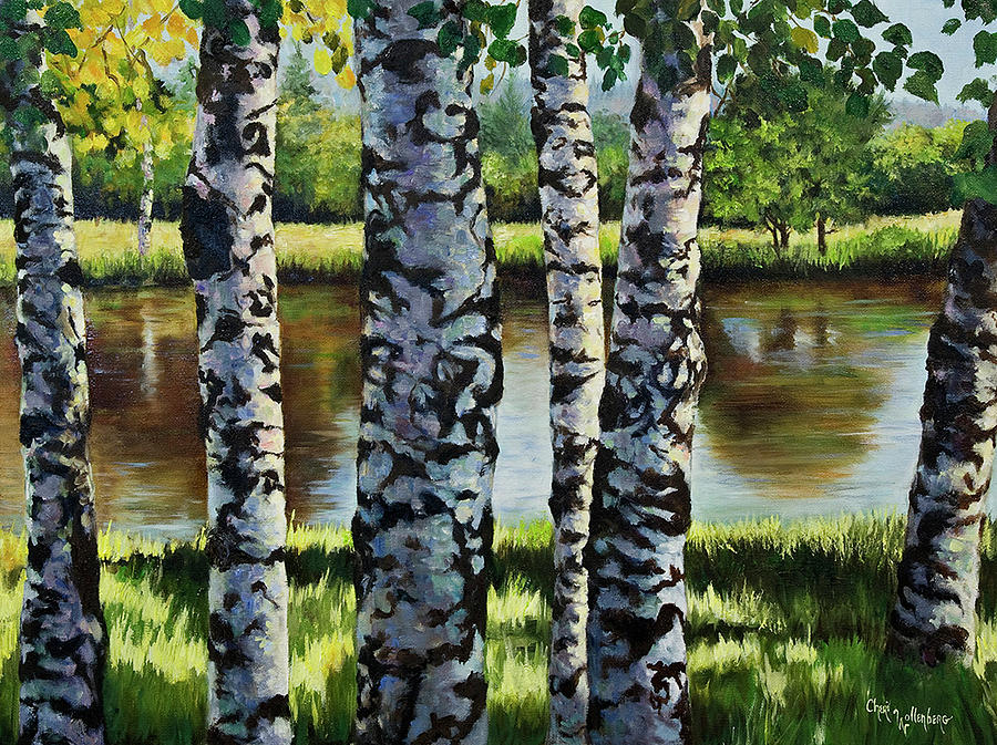 Aspen Trees In Glorieta, New Mexico Painting by Cheri Wollenberg