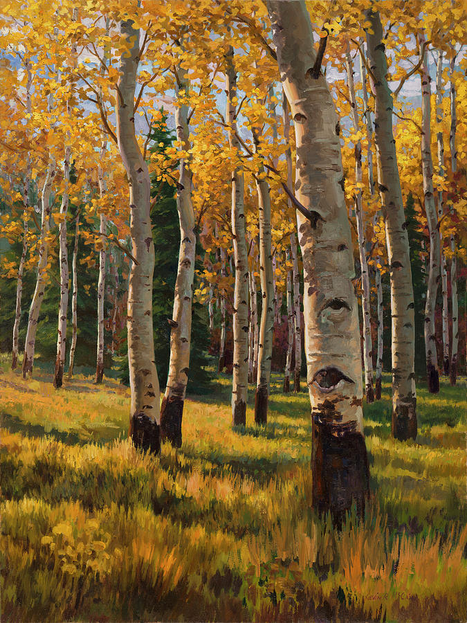 Tree Painting - Aspens in Fall by Kevin McCain