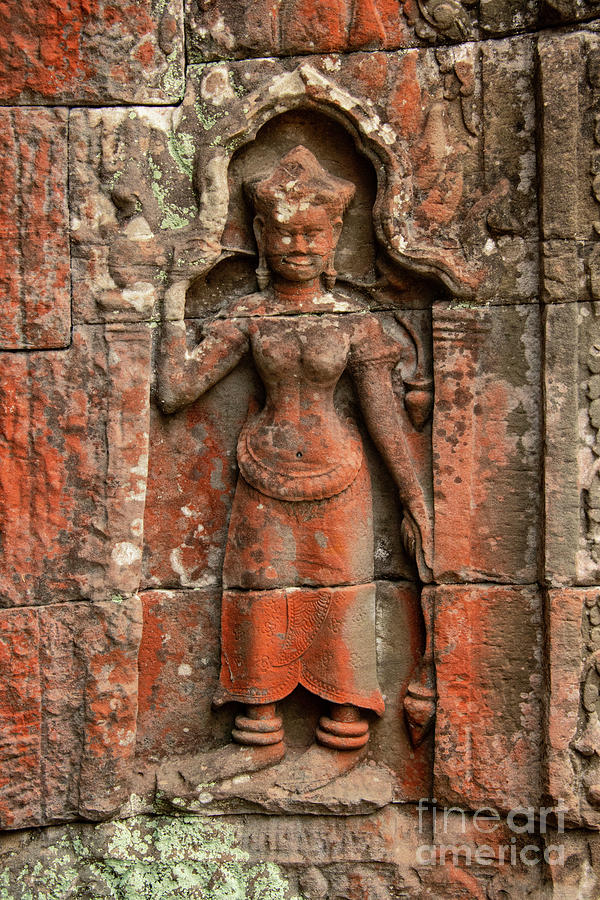 Aspera Stone Carving at Preah Khan Temple Photograph by Bob Phillips
