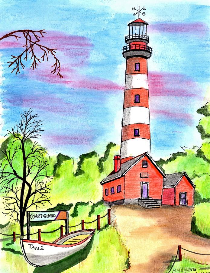 Assateaque Light House Drawing
