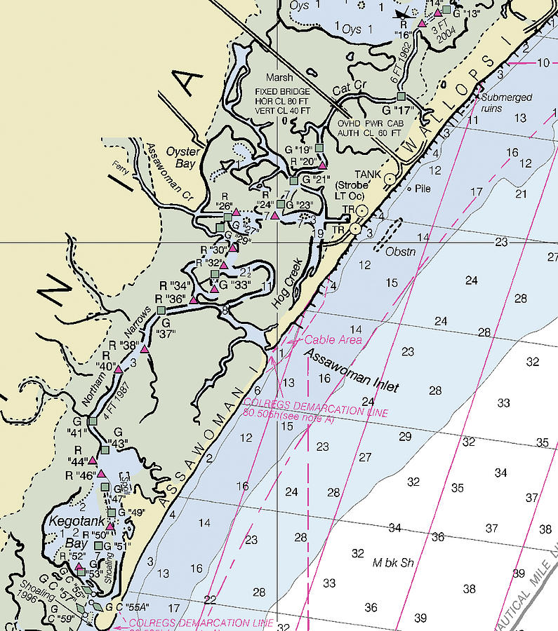 Assawoman Inlet Virginia Nautical Chart Digital Art by Sea Koast Fine