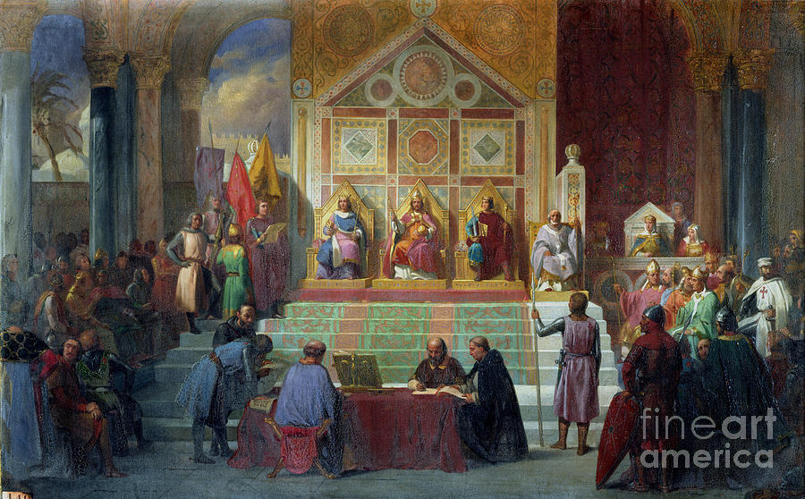 Assembly Of Crusaders In Ptolemais In 1148, 1840 Painting by Charles Alexandre Debacq