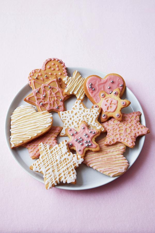 Christmas Photograph - Assorted Christmas Cookies On A Plate by Joy Skipper Foodstyling