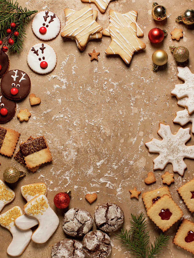Assorted Cookies On The Brown Background Photograph by Maria Squires