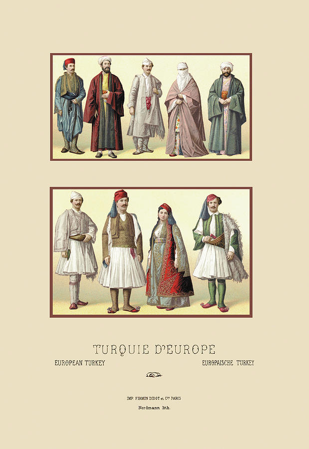 Assorted Fashions of European Turkey Painting by Auguste Racinet