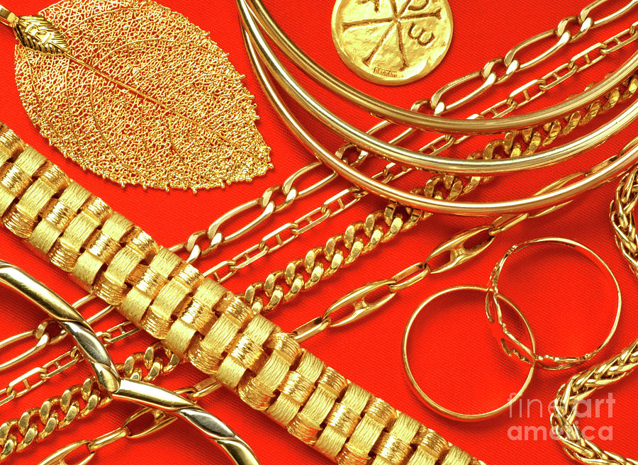 Assorted Gold Jewellery Photograph by Martyn F. Chillmaid/science Photo Library