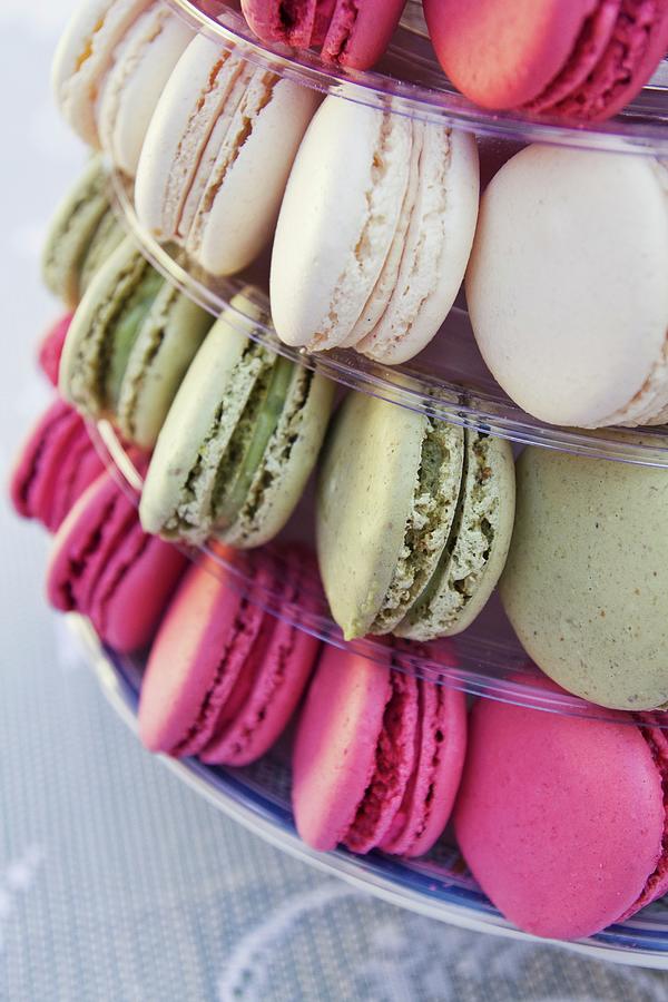 Assorted Macaroons On A Tiered Cake Stand Photograph by Kelsey Skiver ...