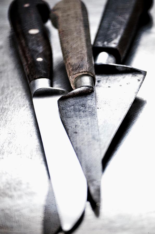 Assorted Old Kitchen Knives Photograph by Jamie Watson