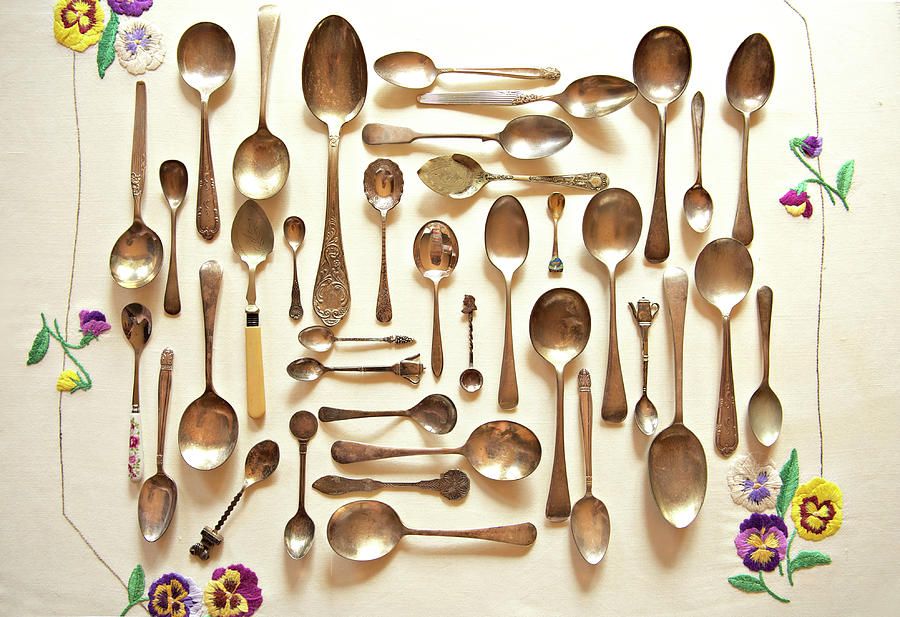 Assorted Vintage Spoons Photograph by Sharon Lapkin