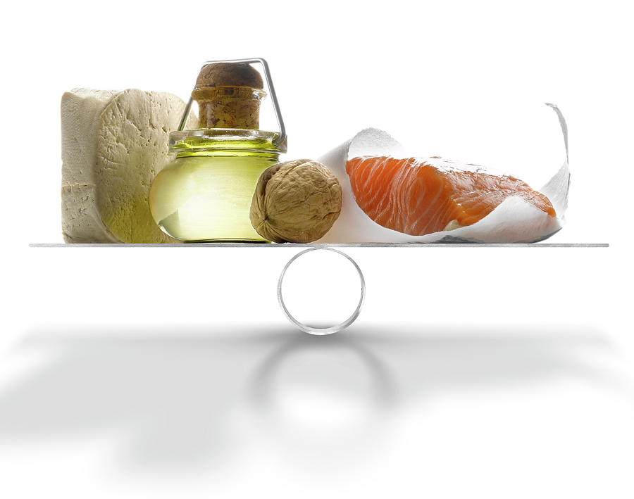 Salmon Photograph - Assortiment De Produits Riches En Omega 3 Sur Balance Selection Of Products With A High Level Of Omega 3 On Scales by Studio - Photocuisine