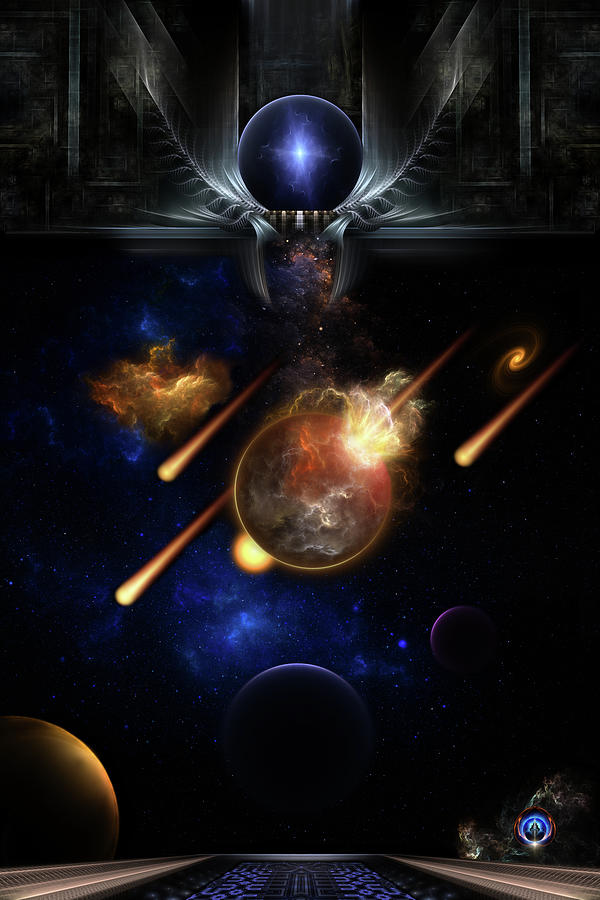 Asteroid Apocalypse Fractal Art Spacescape Digital Art by Rolando Burbon